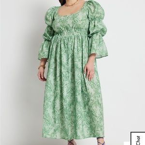 Eloquii Green Floral Maxi Dress